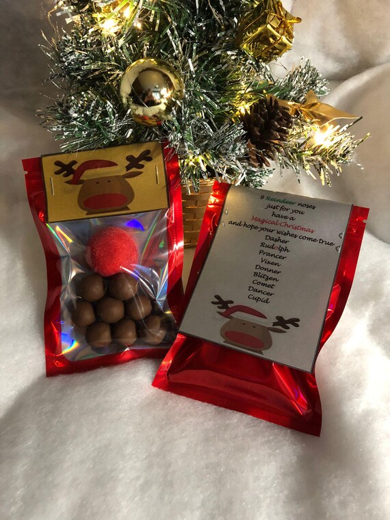9 Reindeer Noses Chocolates Red Nose Rudolph Dasher Prancer Vixen Donner Blitzen Cupid Dancer Comit North Pole Candy Stocking Filler Gift