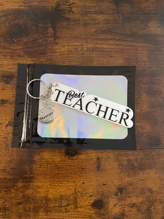 THANK YOU Best Teacher Key Or Bag Charm Set Mixed Colours Stars End Of Term Fun Novelty Keepsake Shimmer Gift Bag Christmas PRESENT Cheap