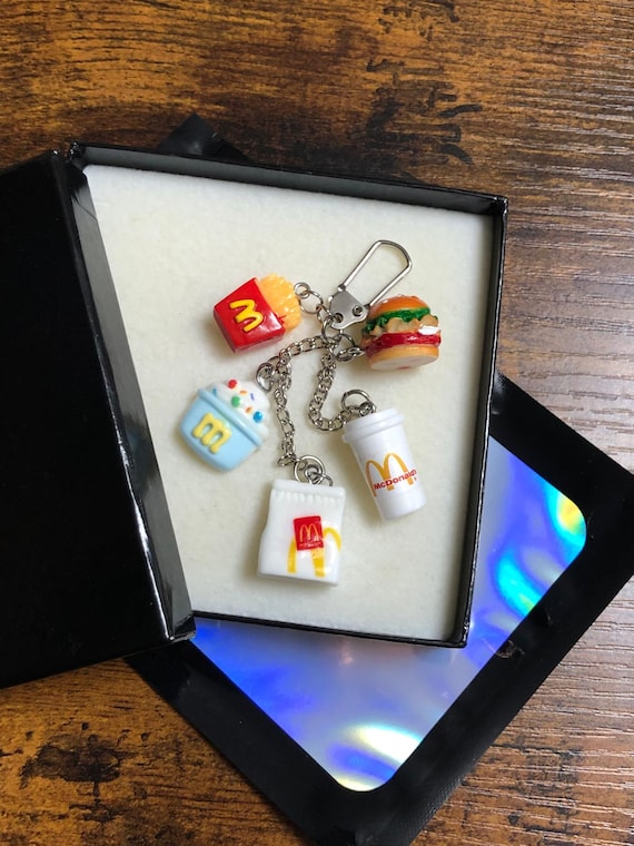 McDonalds Inspired Fast Food Lover Burger Chips Drink McFlurry Sweet Key Or Bag Charm Fun Novelty Keepsake Quirky Unique Gift Box Handmade