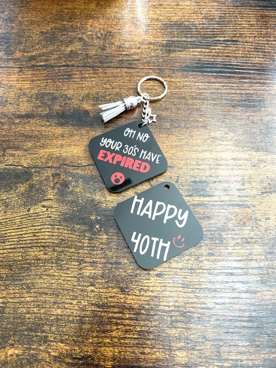 HAPPY BIRTHDAY Keyring Or Bag Charm Set Your 20s 30s 40s 50s 60s 70s Have EXPIRED Tassels Stars Fun Novelty Keepsake Gift Set Shimmer Bag