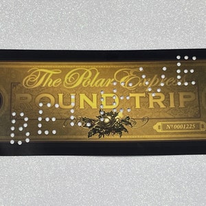 LARGE Personalisiertes Weihnachtsgeschenk Polar Express inspiriertes Zugticket Loch gestanzter Name oder Believe 80gramm Gross Laminat glänzendes Papierticket