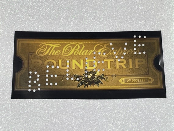 LARGE Personalised Christmas Gift Polar Express Inspired Train Ticket Hole Punched Name Or Believe 80grams Gross Laminate Shiny Paper Ticket