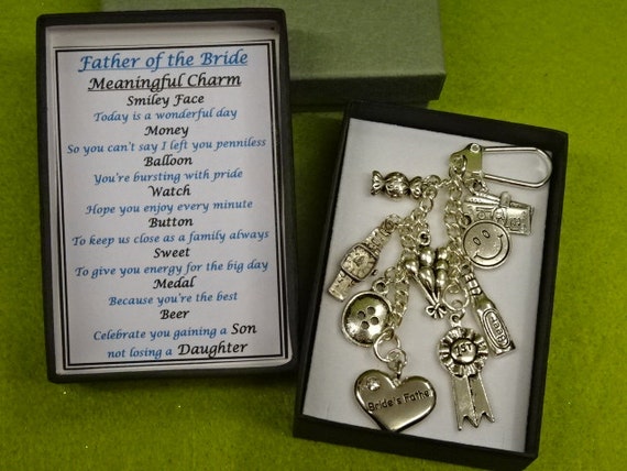 Father Of The Bride Meaningful Keepsake key ring Charm Gift Box Button Sweet Beer Medal Balloon Smiley Face Charms