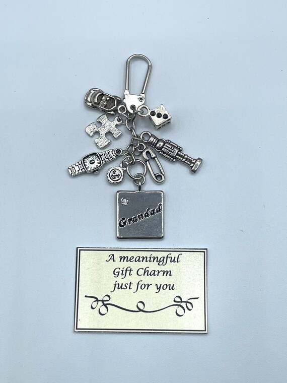 GRANDAD Meaningful Keepsake Key ring Charm Gift Boxed Rhymes Car Watch Soldier Jigsaw Dice Charm Christmas Birthday Father’s Day Unique Fun