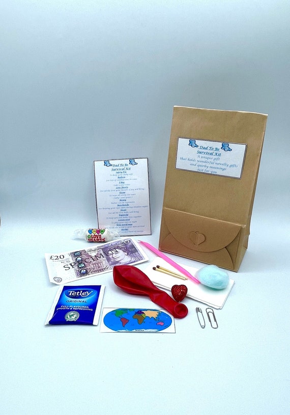 DAD TO BE Fun Novelty Survival Gift & Personalised Card Optional Present Christening Quirky Unique Cheer Up Gift Sweet Paper Bag Envelope