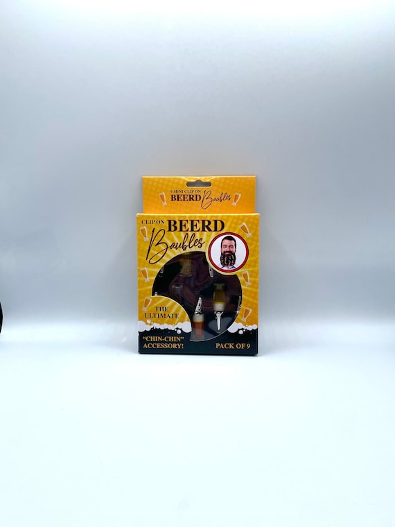 BEERED Beared Baubles Glass beer style two colours clip on Father’s Day Birthday Gift Box FUN quirky humorous unique gift for any one