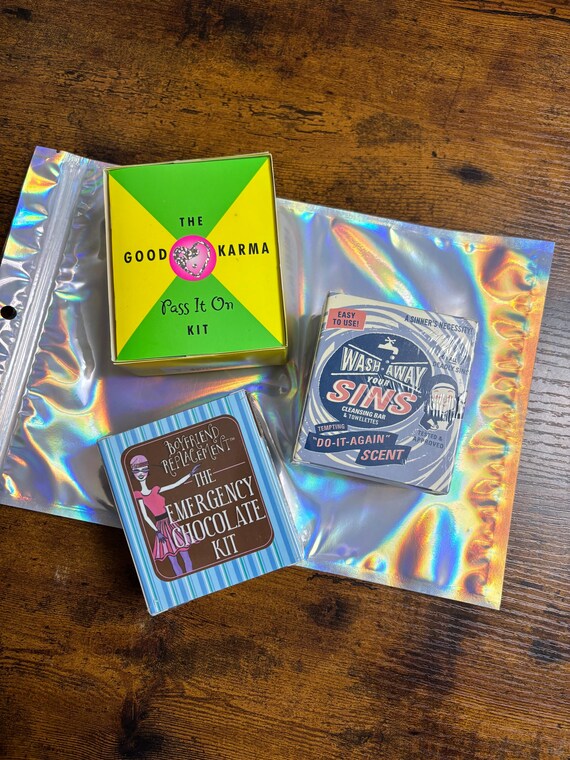 3 Fun Novelty Survival Kits Karma Break Up Wash Away Sins Items Booklet Divorce Secret Santa Birthday Funny Keepsake Sets