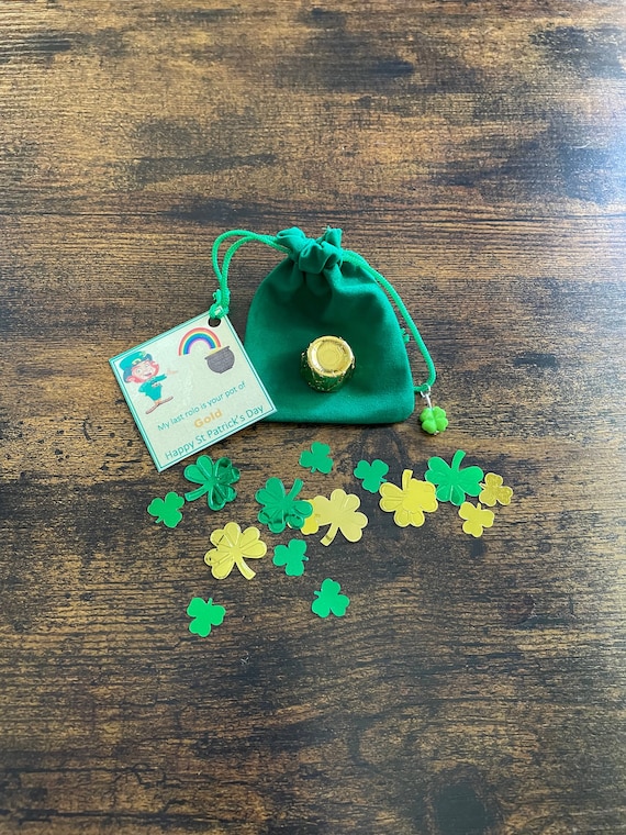 My Last Rolo Is Your Pot Of Gold Irish Luck St Patricks Day Card Green Velvet Bag Shamrock Clover Charms Fun Quirky Novelty Gift