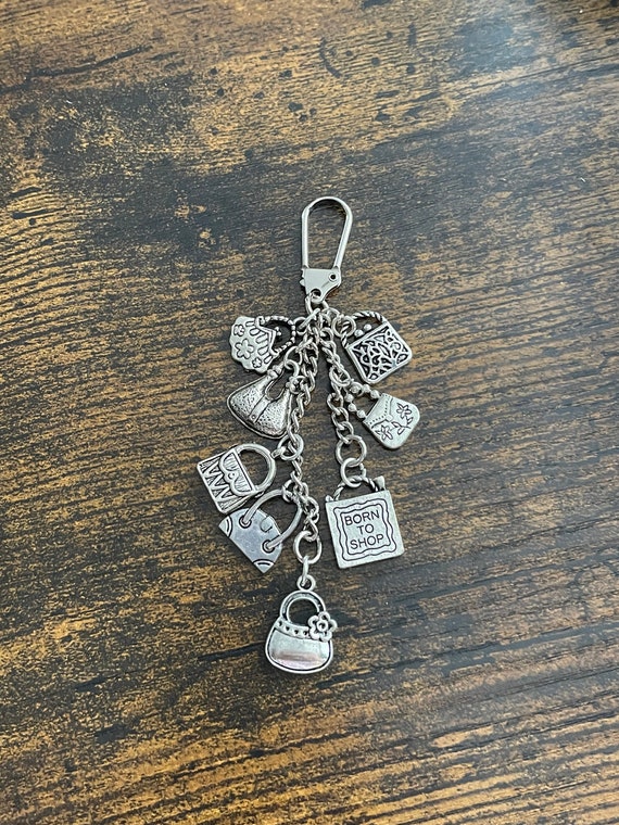 HANDBAG different style charms keepsake keyring or bag gift, 9 totally different bags born to shop or shopping any occasion family friend
