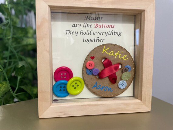 Mums are like buttons they hold everything together keepsake frame picture personalised gift with children child’s name coloured buttons