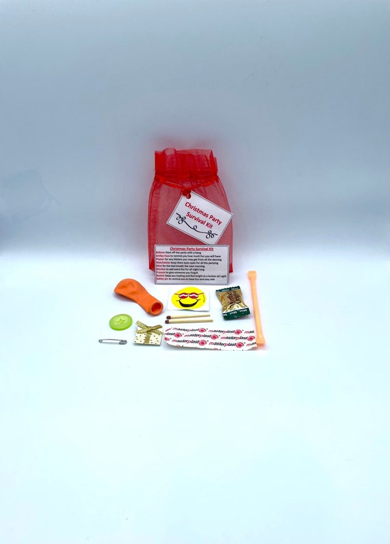 Christmas Party Novelty Survival Kit Fun Bag Secret Santa Stocking Filler Favours Works Do Balloon Smiley Face Present Dance Mint Sherbet