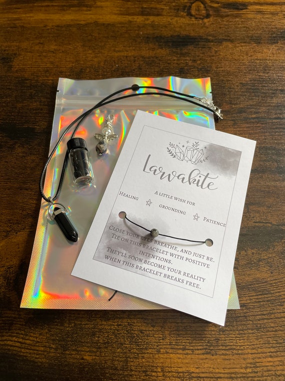 LAVAKITE A Little Wish set For Healing Grounding Patience Crystal Angels Rocks Necklace Wish Bracelet Gift Bag Positivity Chakra Healing Fun