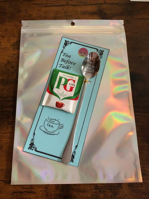 F**K OFF I Mean Good Morning Long Tea Spoon Fun Novelty Engraved Carded Gift Sachet Birthday Valentine Unique 25cm Tea Before Talk