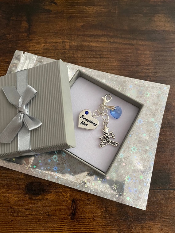 BRIDE To Be Something Blue Bride To Be Wedding Heart CHIMNEY SWEEP Charm Hen Party Gift Box For Garter Bouquet Traditional Poem Good Luck