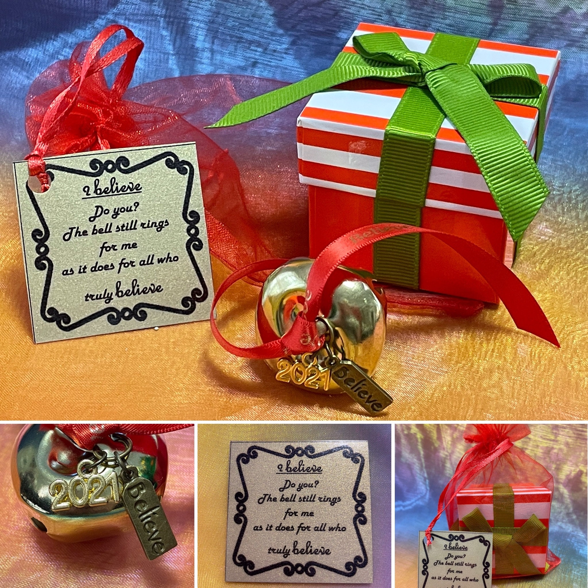 Believe Jingle Bell with Polar Express Ticket Christmas Stocking XMas Gift Santa 