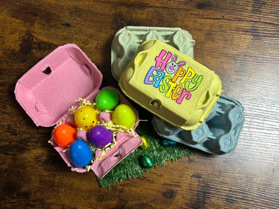 EASTER Egg Boxes With Colourful Fillable Eggs And Chicken One Great For Easter Egg Hunt Chocolates Pink Blue Green Yellow Keepsake Fun Gift