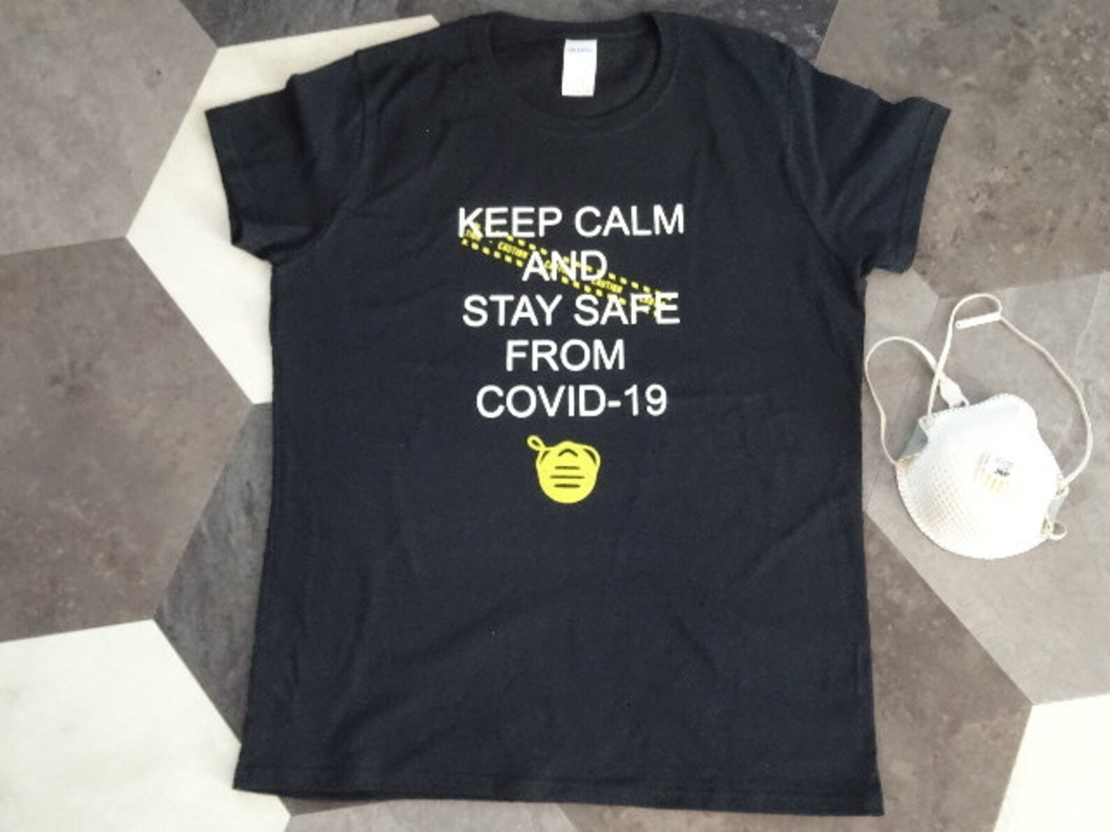 Men's TShirt Top Keep Calm Stay Safe Printed Vinyl Gift Etsy