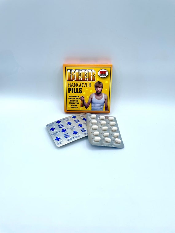 BEER Hangover PILLS Fun Novelty Quirky Humorous Mint Sweets Gift Birthday Christmas Secret Santa Warning This Is Not A Medicine Pack Laugh