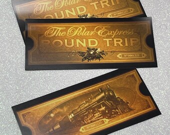 Polar Express Train Style Ticket Double Sided Christmas Stocking Filler Gift Believe Magical Buy 1 Get 1 Free 80grams shiny paper 11cm long