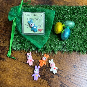 Ostern Tasche Umarmung Einige Häschen Liebt Sie Jemand Besonderes Bewahren Sie in der Brieftasche Geldbörse Kaninchen-Herz-Geschenk-Beutel-Set-Andenken schrulligen Spaß-Organza-Beutel auf