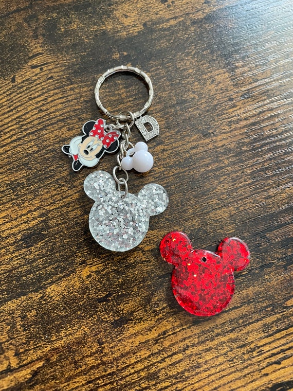 DISNEY Inspired Minnie Mouse Personalised Alphabet Initials Emblem Key Ring Or Bag Charm Set Keepsake Novelty Fun Gift Christmas Birthday