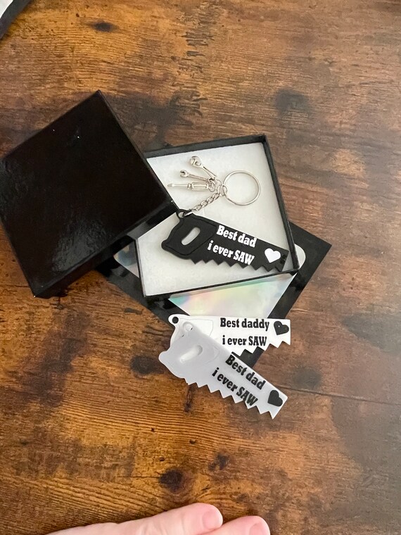 DAD DADDY Tools Set Large Key Ring Charm Set Saw With other tools charms best dad i ever SAW Shimmer Gift Bag Fathers Day Birthday Christmas
