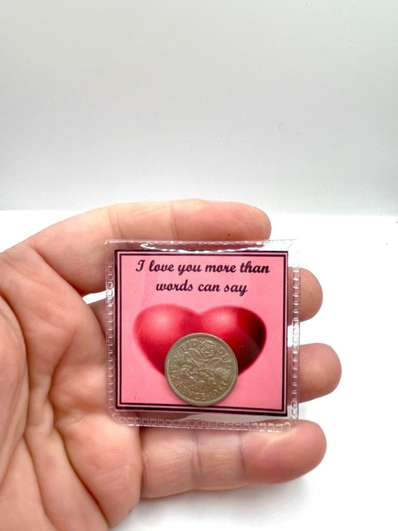 Valentines Birthday I Love You More Than Words Can Say Lucky Sixpence Coin Keepsake Pouch Purse Or Wallet Gift Inside Card Christmas Bag