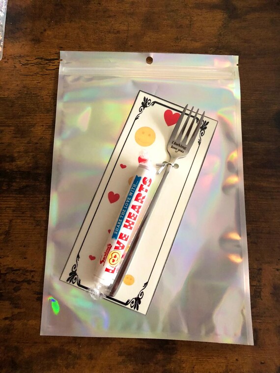 I FORKING Love You Long Fork Utensil Love Heart Sweets Card Fun Quirky Novelty Gift To Give Someone You Love Smiley Face Valentine Birthday