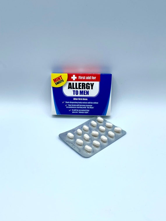 First Aid For ALLERGY TO MEN Mint Sweets Novelty Fun Quirky Humorous Gift Birthday Christmas Etc Warning This Is Not A Medicine Pack Laugh