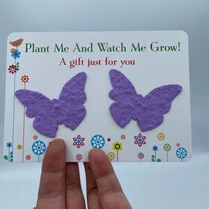 FARFALLA Fiori con semi di carta Carta regalo Pianta e guardami crescere Qualsiasi forma di colore Sacchetto regalo Giardiniere Membro della famiglia Mamma Matrimonio Grazie Divertimento