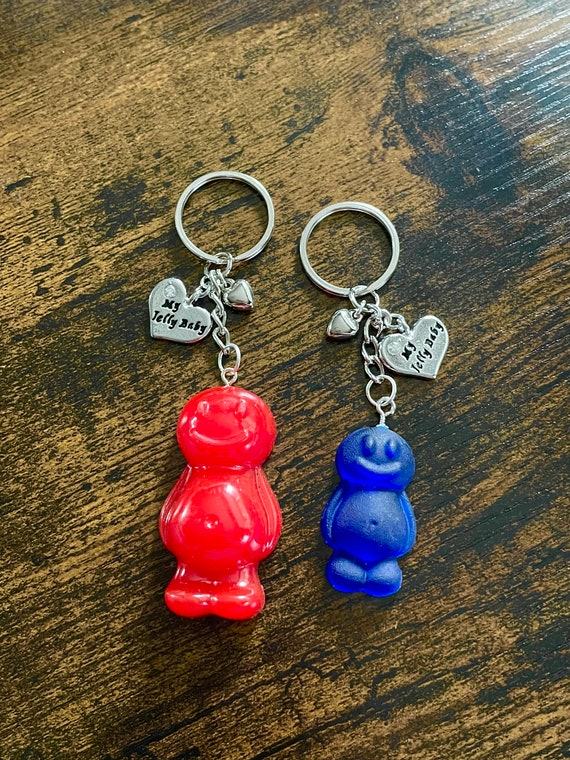 For My Jelly Baby On Valentines Day Resin Made Two Colours And Sizes Key Ring Charm Set Gift Boxed Stars Fun Keepsake Love You Sweet Style