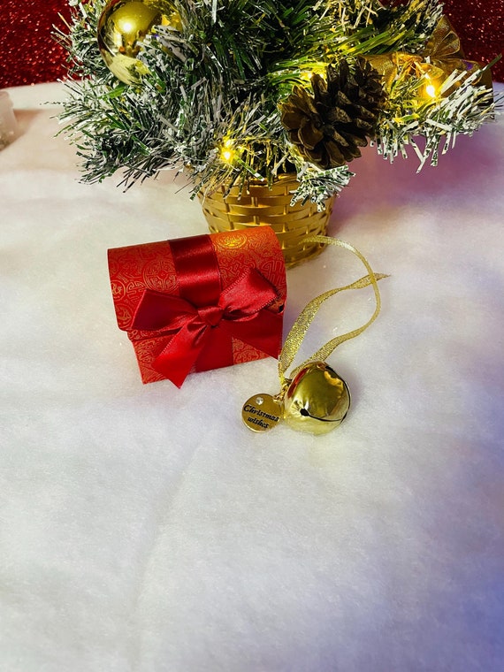Santa Claus Reindeer Jingle Sleigh Gold Bell Treasure Chest Style Gift Box Poem Card Inside Christmas Eve Polar Express Inspired Believe
