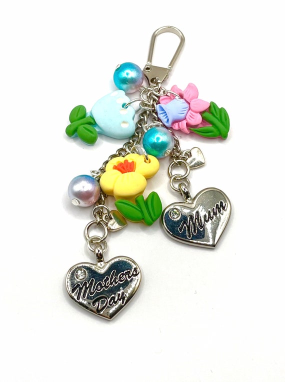 Mother’s Day keepsake key or bag charm pendant if mums were flowers I’d pick you beads mum mummy nan quirky gift daffodils gift boxed
