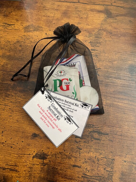 GRADUATION Novelty Survival Fun Gift Items With Meanings Organza Bag Well Done Good Luck Quirky Unique Laughable Any Colour Bag Set Medal