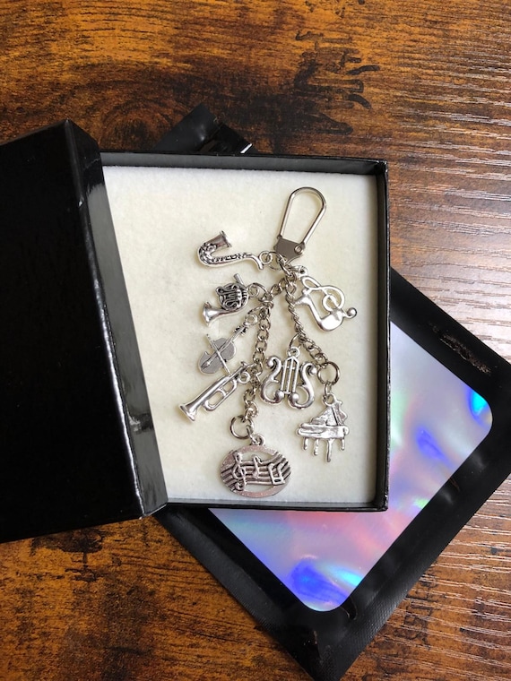 Orchestra Musical Key Ring Or Bag Charm Piano Trumpet Instrument Fun Novelty Keepsake Quirky Unique Boxed Bag
