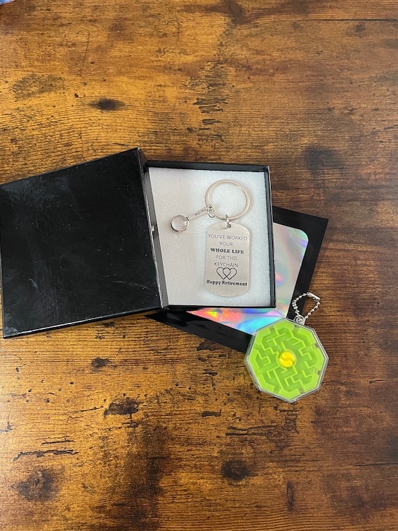 Happy Retirement Key Chain Puzzle Gift Set Magnifying Glass Charm Fun Quirky Novelty Gift Worked Your Whole Life For This Keychain Gift Box