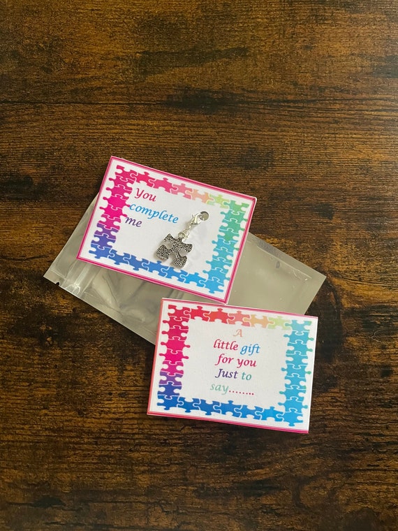 Valentine Birthday Anniversary Wedding You Complete Me JigSaw Piece Key Ring Clip Lobster Clasp Attach To Keys Etc Charm Pendant Card