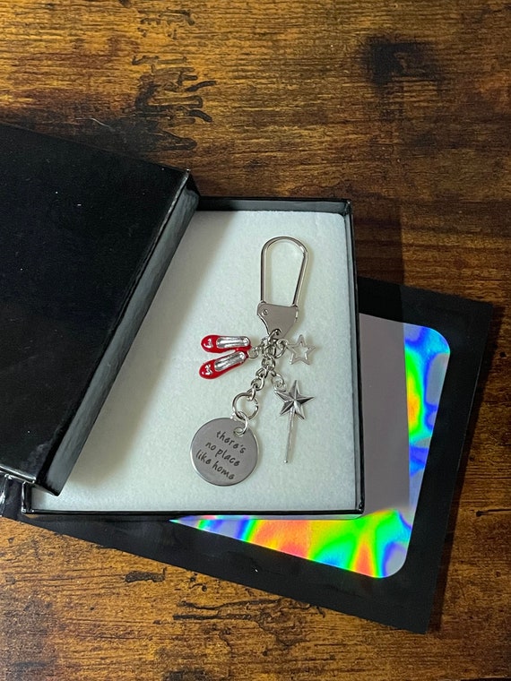There’s no place like home wizard of oz key or bag charm pendant set red shoes wand stars gift boxed keepsake gift for any occasion birthday