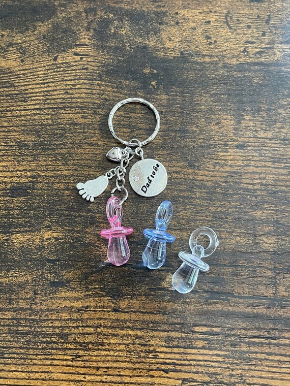 Guess What? You Are Going To Be A Dad Surprise Or Dad To Be Keepsake Charm Gift Dummy Pacifier Baby Feet Heart Gift Box Dad to be key charm