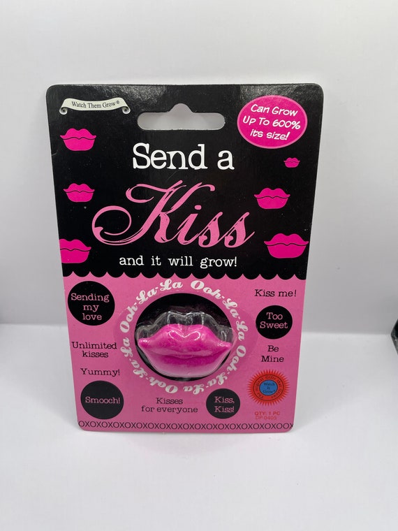 Send a KISS and it will GROW Valentines birthday engagement fun quirky novelty humorous gift grows 600% in size unlimited kisses be mine