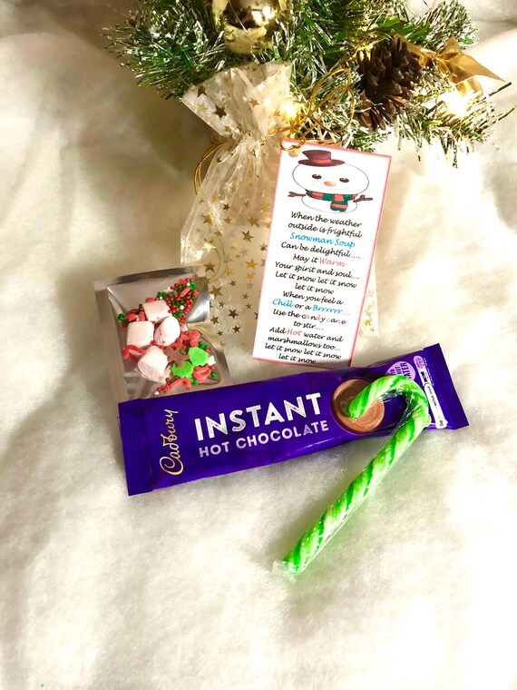 Snowman Soup Hot Chocolate Cocoa Candy Cane Marshmallows Candy Christmas Eve Secret Santa Stocking filler Fun Quirky Novelty Gift Yummy