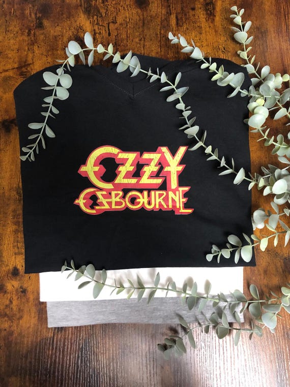 OZZY Ozbourne Womans Vinyl Printed T shirt Pop-star Singer 80s Retro Fun Novelty Unique Gift For Any Occasion All Sizes Black White Grey