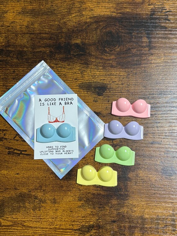 A Good Friend Is Like A Bra Supportive Uplifting Fun Quirky Card Set Pocket Hug Style Keepsake Special Poem Shimmer Bag Birthday Unique Gift