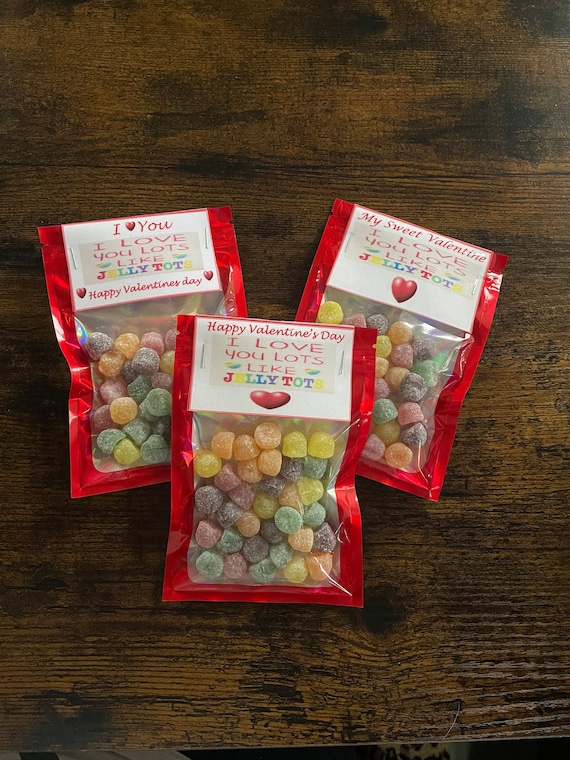 Valentine’s Day Love you lots like JELLY TOTS quirky novelty sweets gift i love you 2 X 28g small packets of jelly tots In One Bag surprise