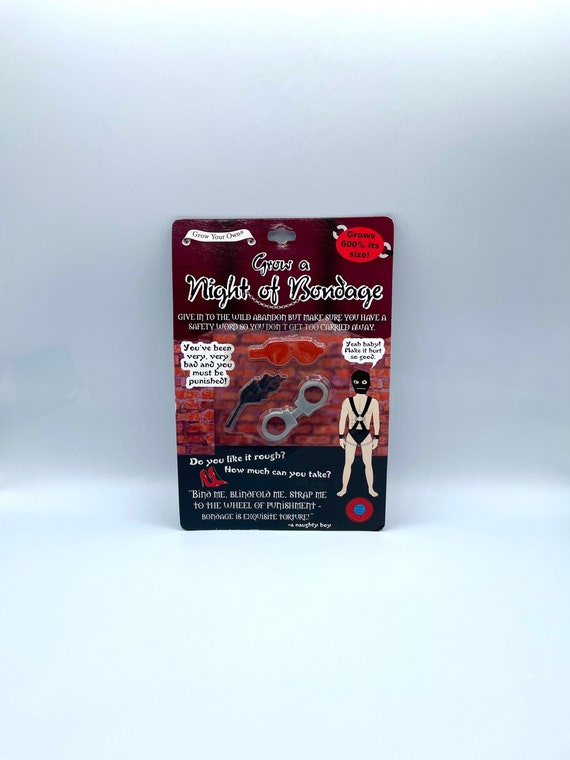 Grow a NIGHT OF BONDAGE hen or stag party fun novelty quirky gift, birthday valentine secret santa grows up to 600% bigger Whip Mask cuffs