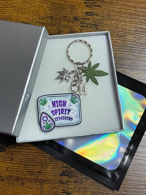 Personalised Alphabet Initial Charm Ouija Board Weed Charms Fun Novelty Gift Set High Spirit Key Ring Bag Charm Box Or Bag Quirky Ganja