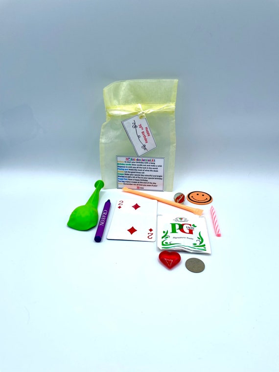 70TH SEVENTY Survival Kit Fun Novelty Gift Present Birthday Greeting Cards Unique Quirky Colour Organza Bag Candle Card Balloon Smiles