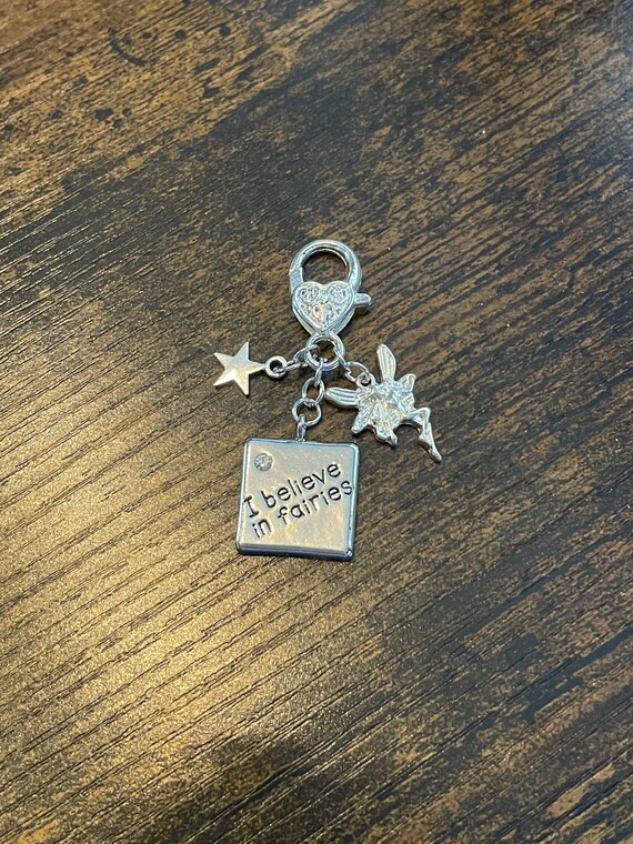 I Believe In FAIRIES Key Ring Or Bag Charm Set Keepsake Magical Fun Gift Boxed Gift Bag Square Engraved Charms Star Angel Fairy Wish Tooth