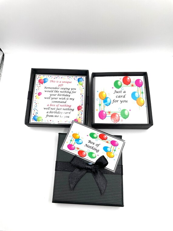 BIRTHDAY Box of Nothing Novelty Quirky Fun Gift To Give Someone Who Has Everything Card Box And A Poem Laughable Gift Think Twice Saying No