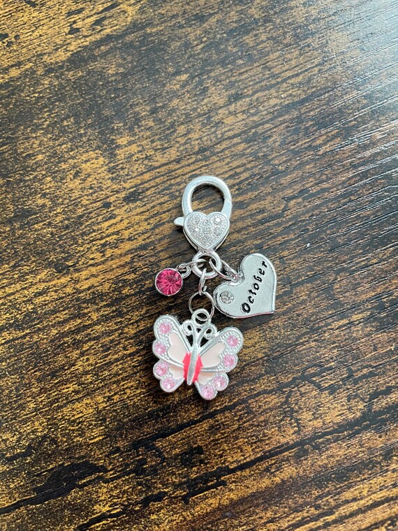 Birth Stone Colour Month You Was Born Butterfly Calendar Lobster Clasp Key Charm Pendant Set Gift Box Birthday Christmas Crystal Zodiac Fun